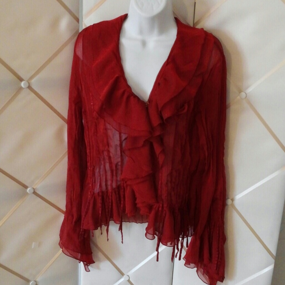 Andrea rosati dark red ruffle top